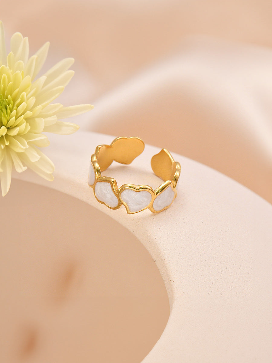 Close-up of polished gold-tone ring surface