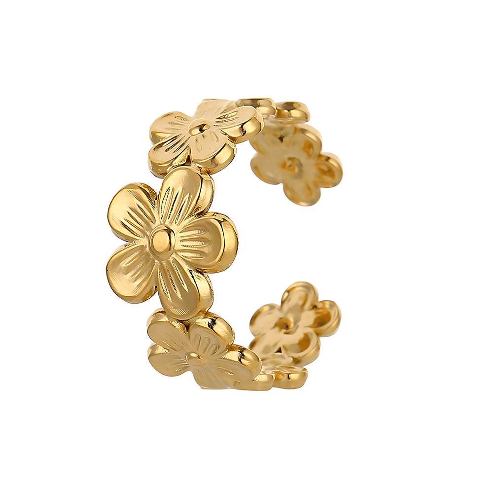 Gold stainless steel open-band ring with sculptural silhouette