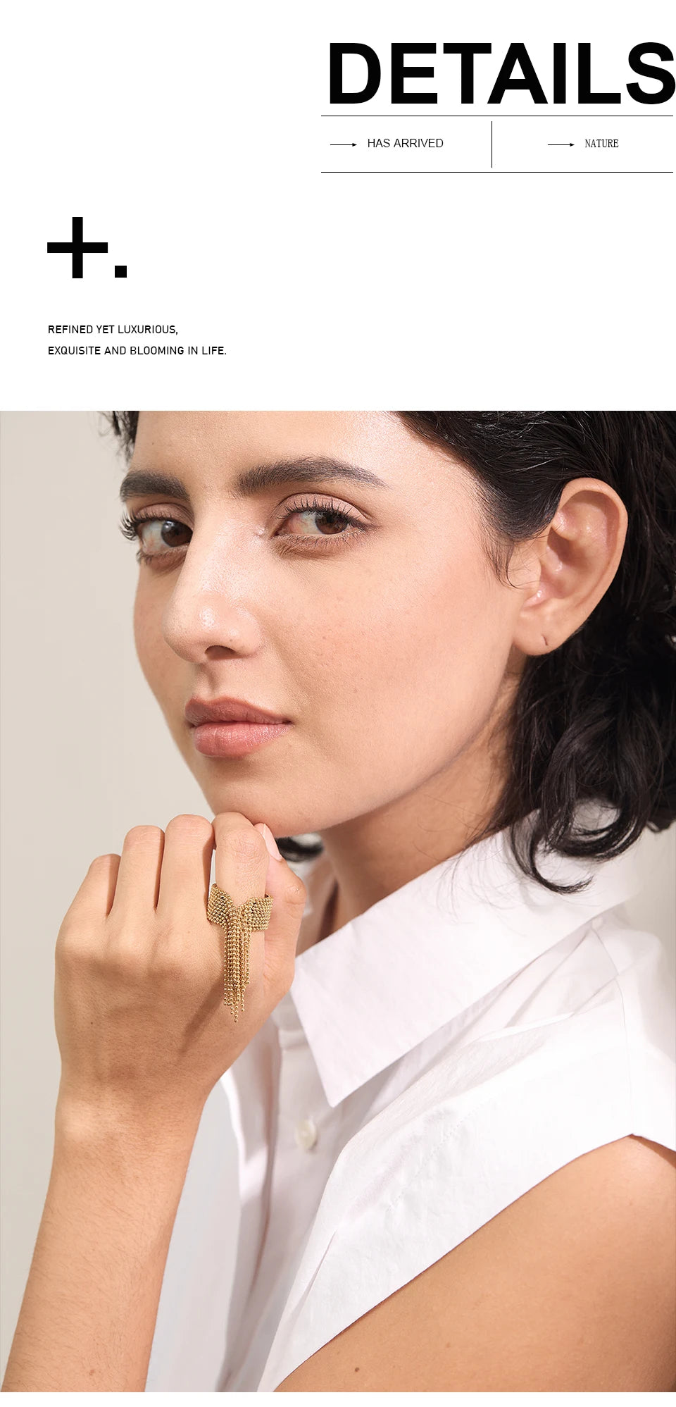Yasna ring side view showing smooth adjustable band