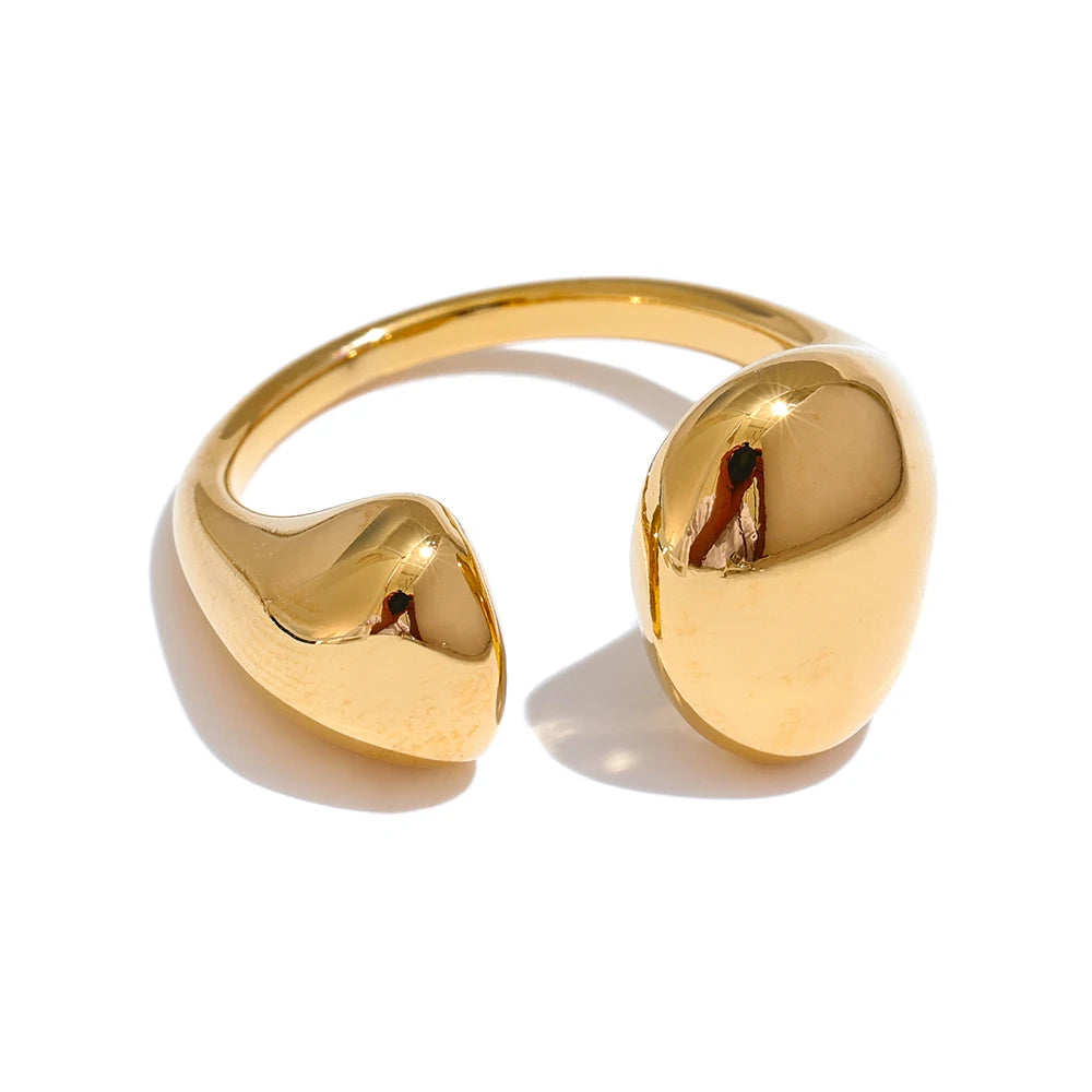 Gold stainless steel minimalist open-band ring with polished finish