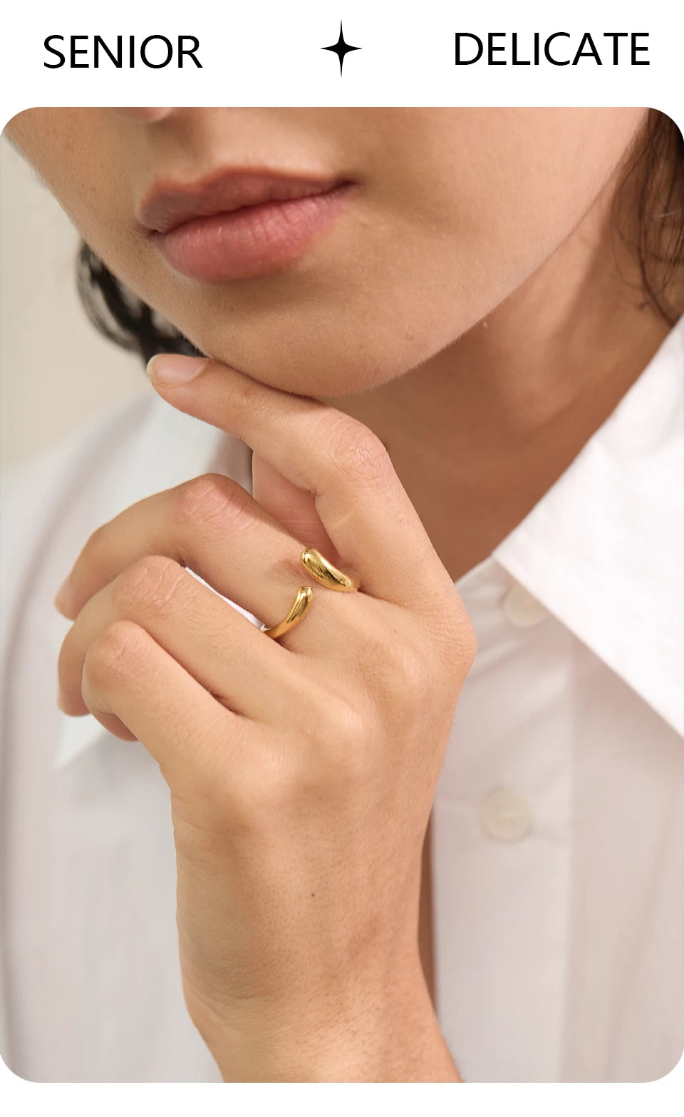 Silver stainless steel thin open-band ring