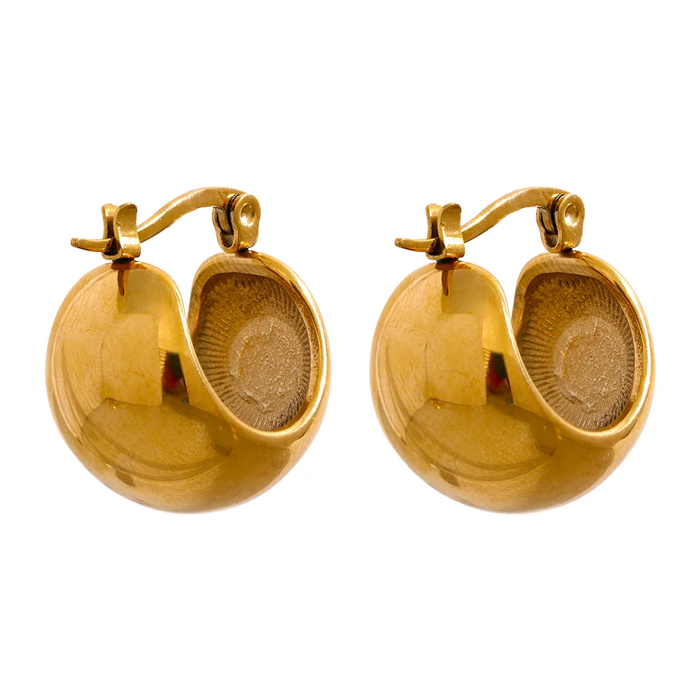 Gold stainless steel drop earrings with textured oval detail