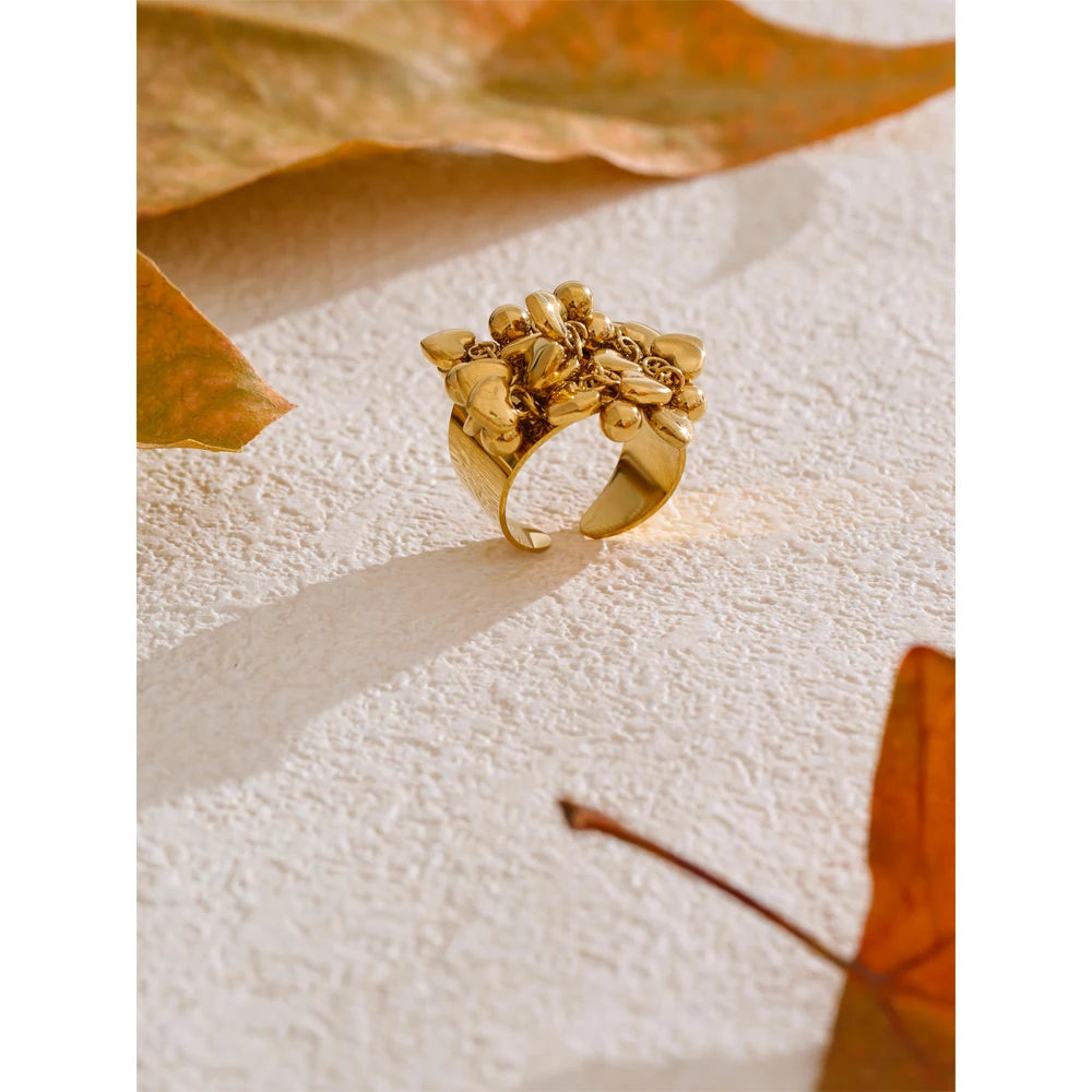 Close-up of polished gold-tone ring surface