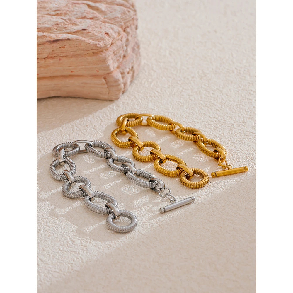 Anita bracelet side view showing statement silhouette