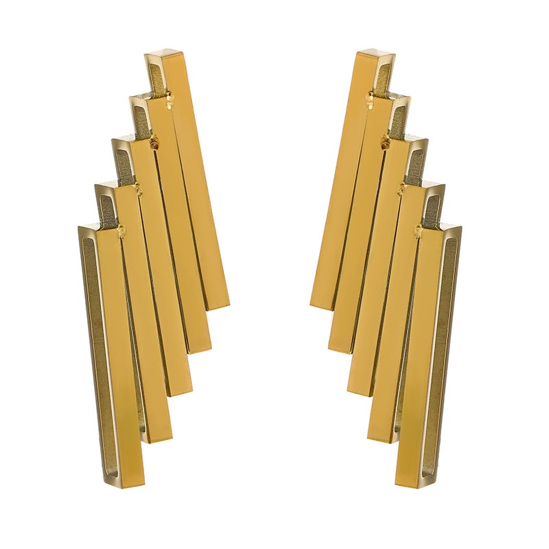 Gold-tone square stud earrings with minimalist geometric design