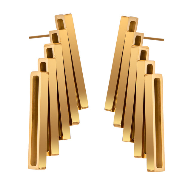 Zomorod earrings detail view showing square design