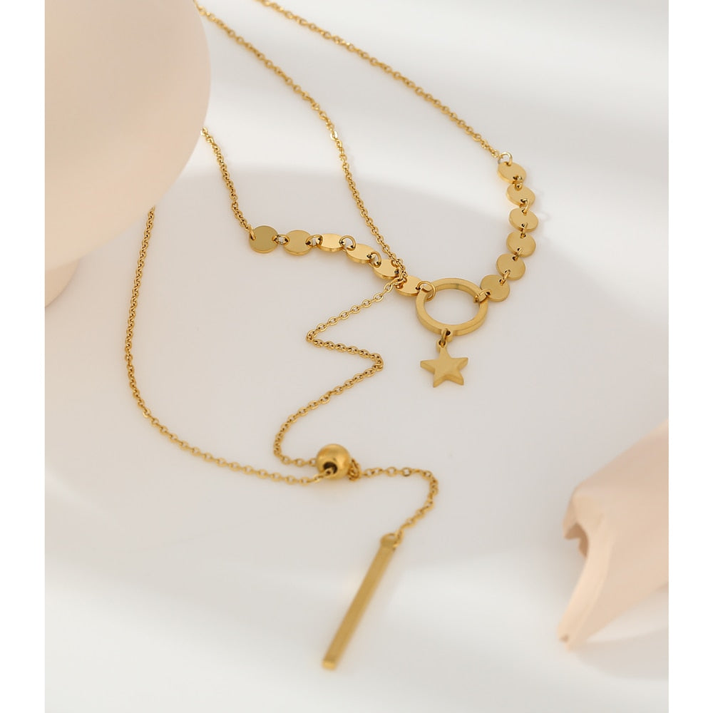 Rezvar necklace side view showing delicate chain