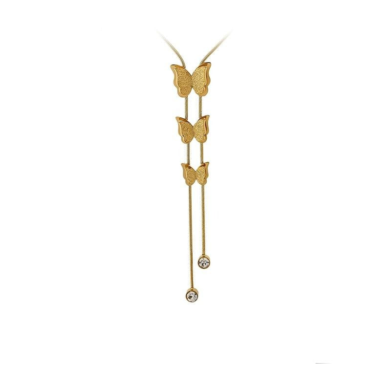 Gold stainless steel adjustable necklace with textured oval pendant