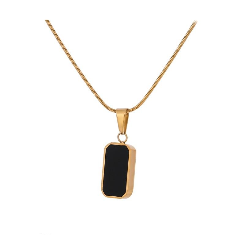 Gold stainless steel adjustable necklace with textured oval pendant