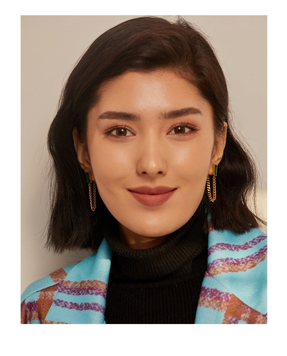 Bahar earrings side view showing drop silhouette