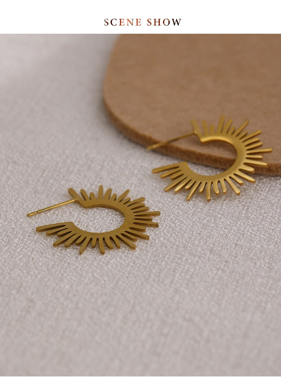 Ganoo earrings close-up showing textured oval detail