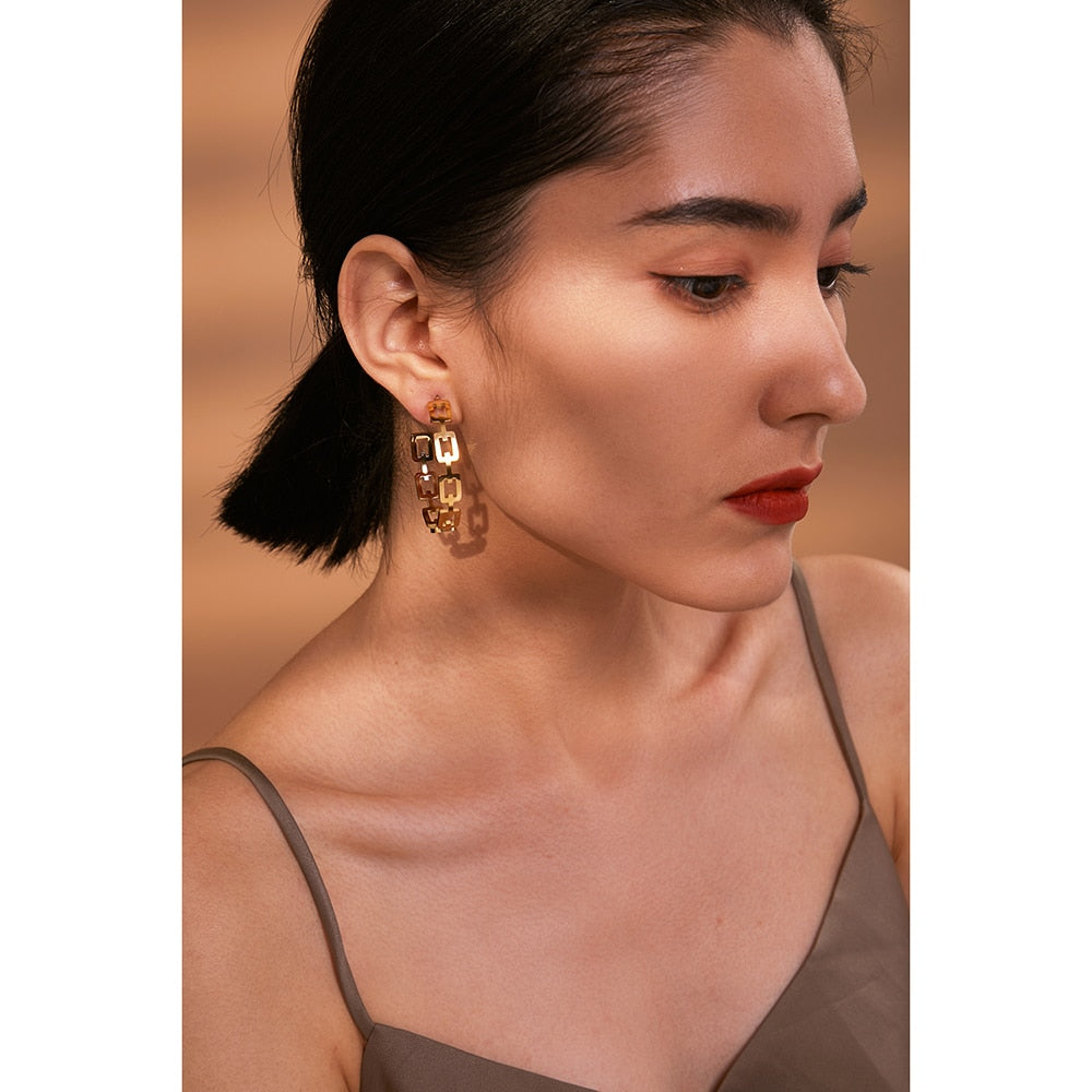 Nilash earrings close-up showing textured oval detail