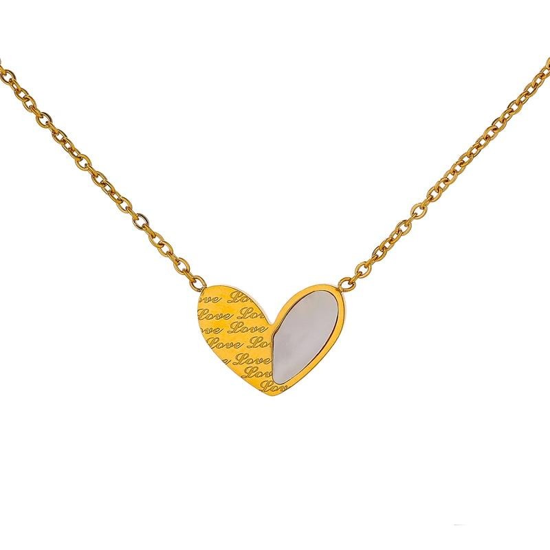Gold stainless steel adjustable necklace with textured oval pendant