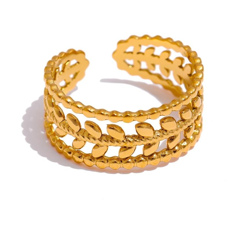 Gold stainless steel open-band ring with sculptural silhouette