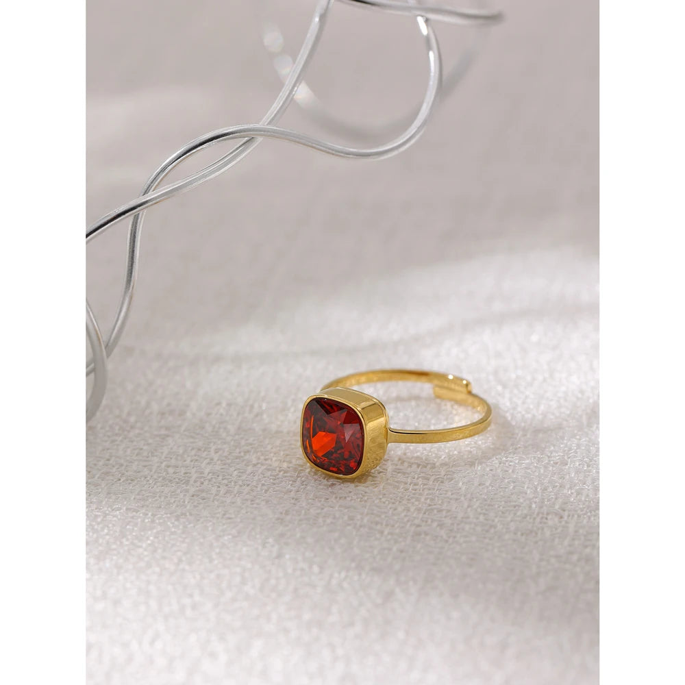 Vera ring close-up showing luminous glass-crystal detail