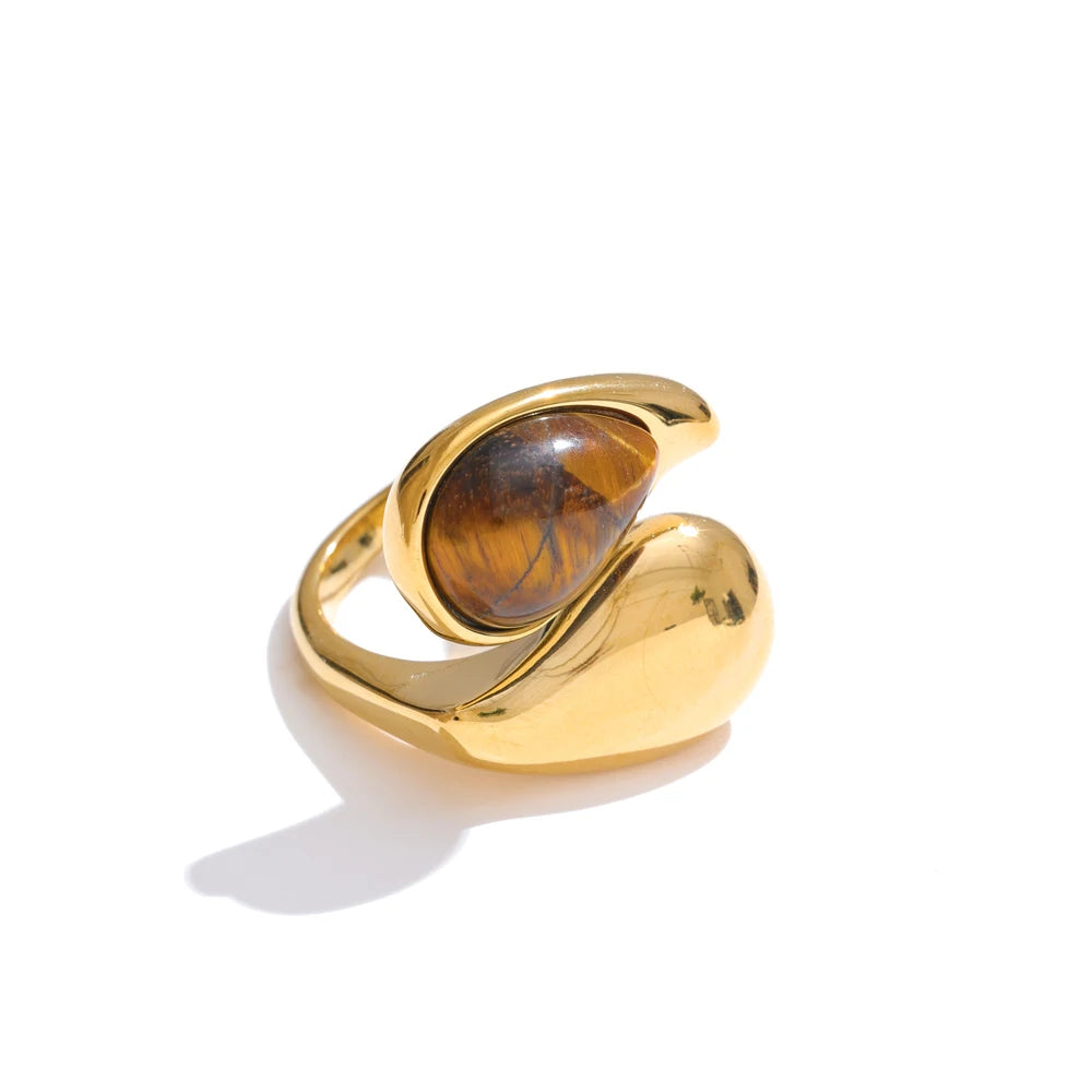 Sahar ring detail view showing water-drop stone
