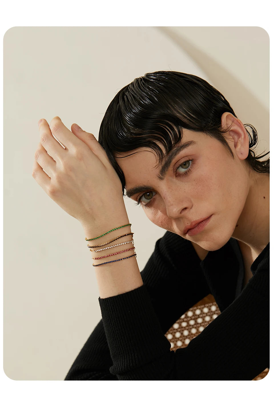 Shabnam bracelet detail view showing colorful charms