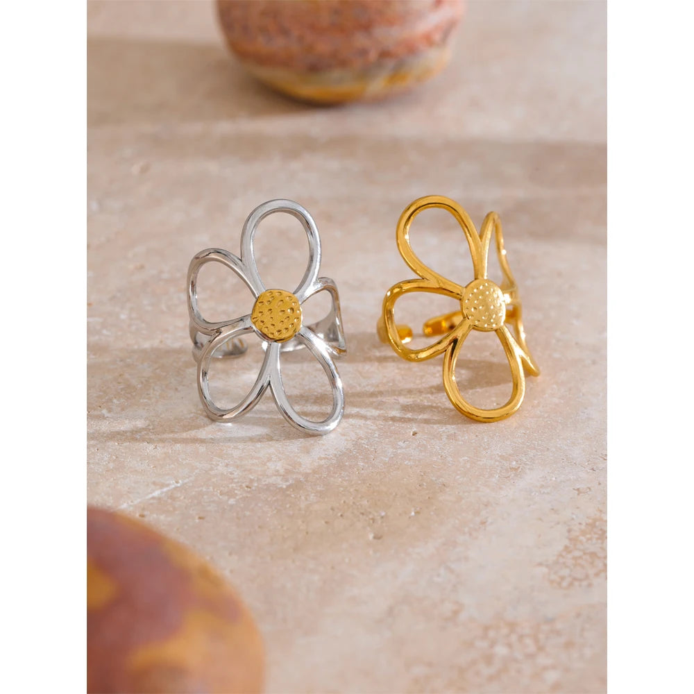 Setareh ring detail view showing flower detail