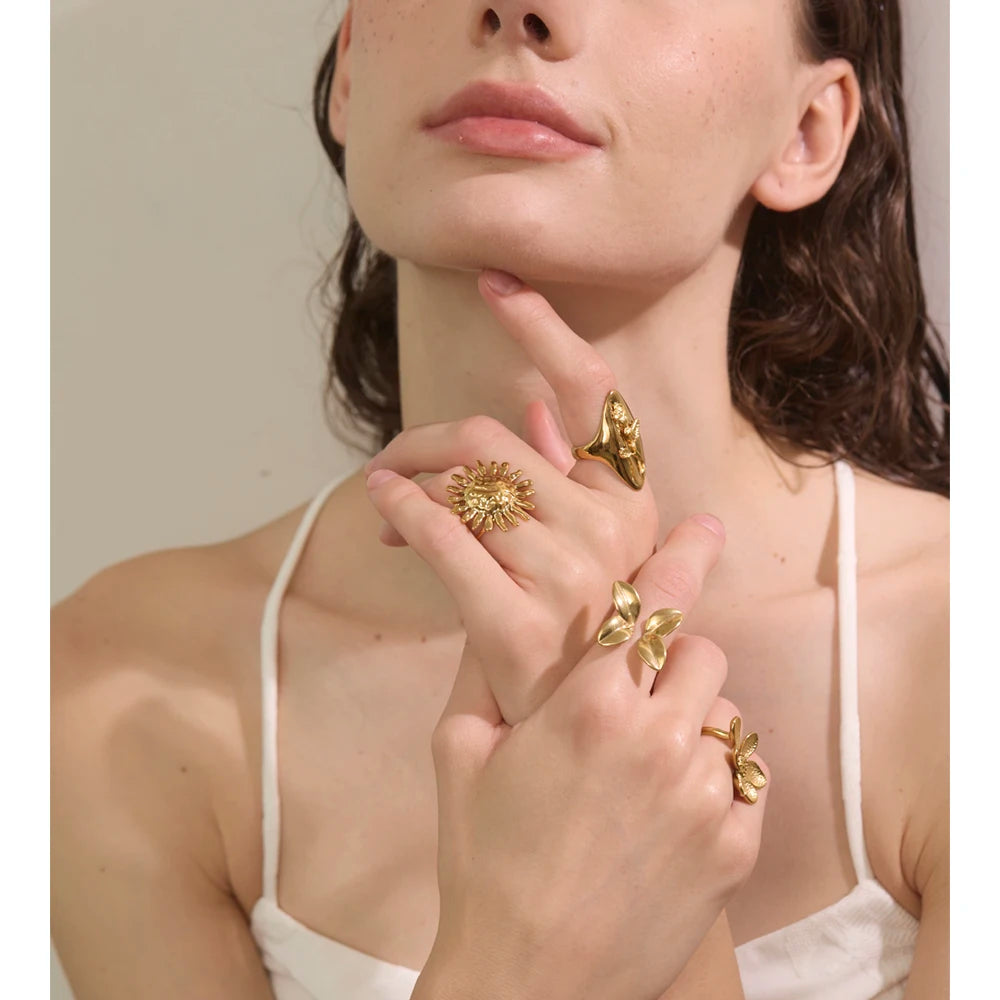 Golnar ring styled with a soft romantic touch