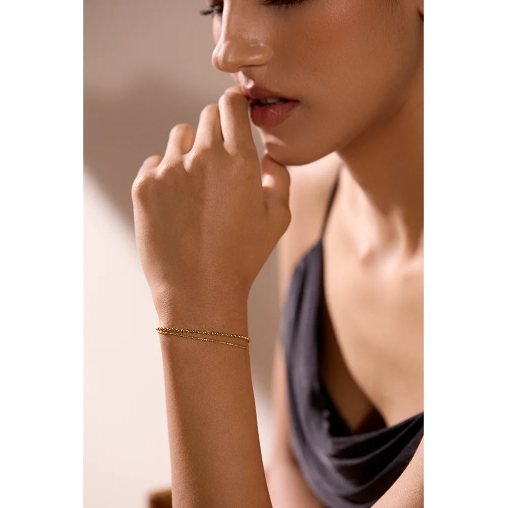 Yekta bracelet side view showing layered design