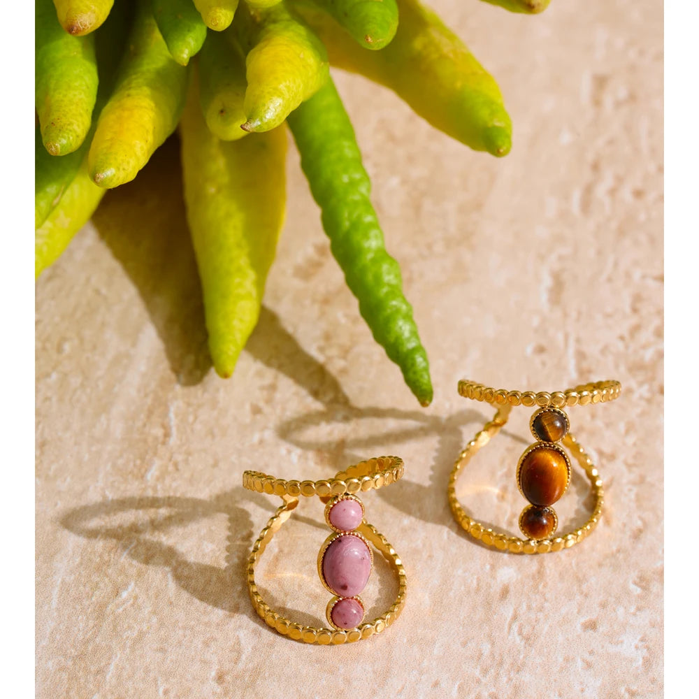 Roya ring detail view showing natural stone