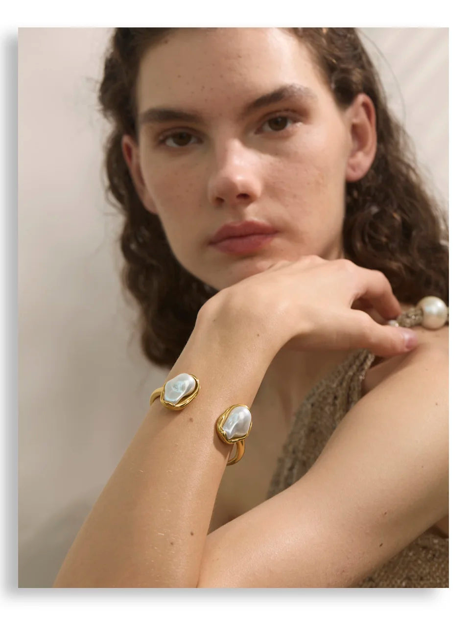 Ladan bracelet close-up showing pearl-inspired detail