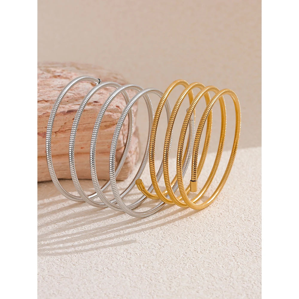 Parvaneh bracelet close-up showing layered bangle silhouette