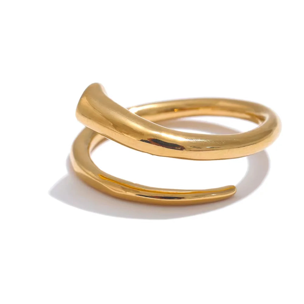 Gold stainless steel minimalist band ring with polished finish