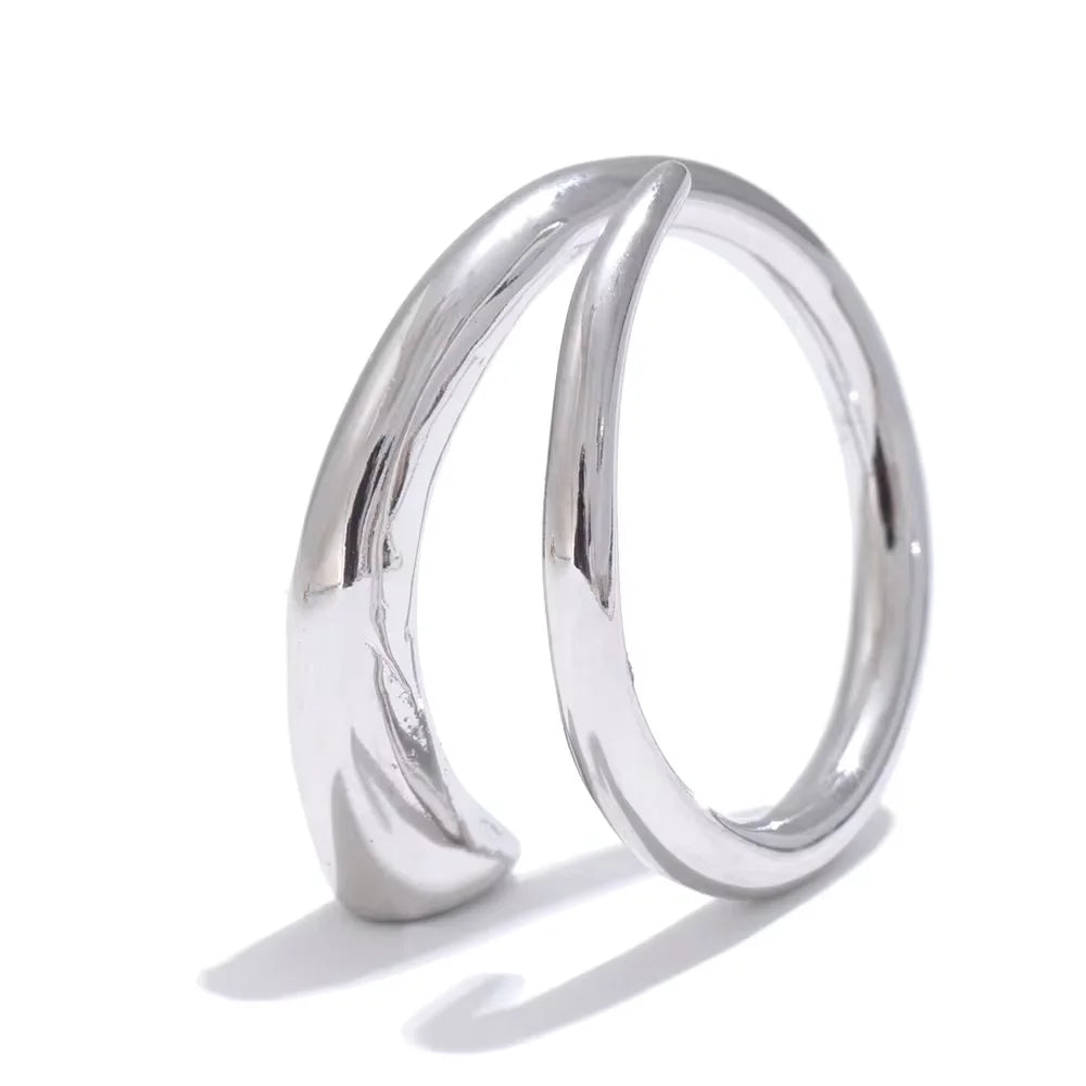 Luna ring detail view showing polished finish