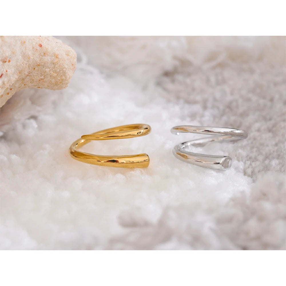 Silver stainless steel minimalist band ring